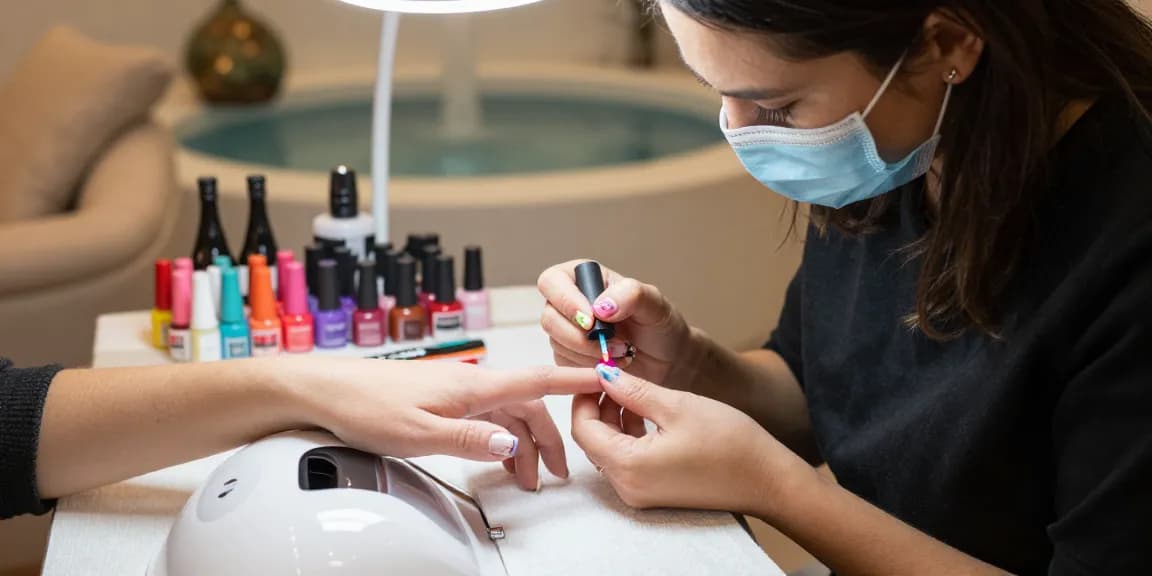 Revitalizing nail treatment at Paradise Nail Beauty salon with skilled technician and vibrant colors.
