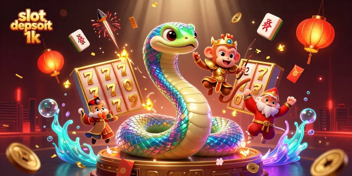 Experience thrills at slot depsoit 1k with a vibrant 3D casino scene filled with winnings.