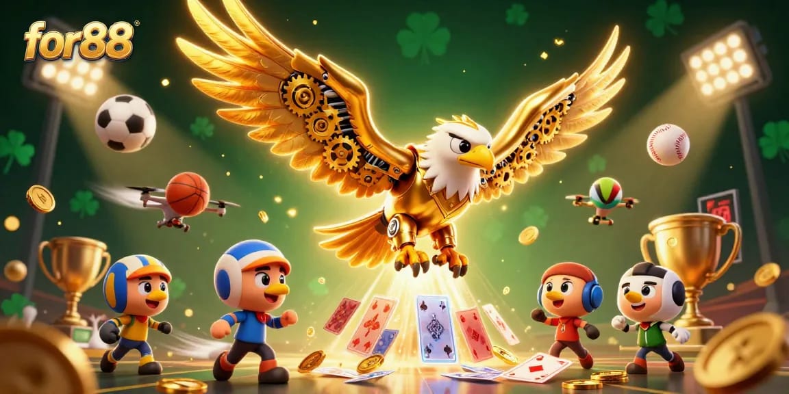 Experience winning thrills with for88's dynamic casino scene showcasing action-packed gameplay.
