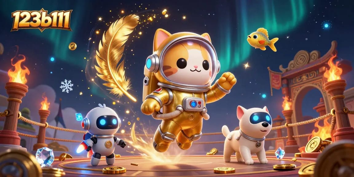 Experience the thrill of 123b111 with a captivating space cat and its rocket dog in a rich casino universe.