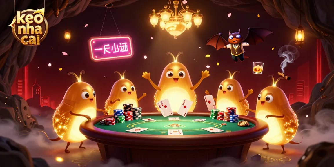 Experience keo nha cai excitement in a vibrant cave casino with glowworms and a bat dealer.