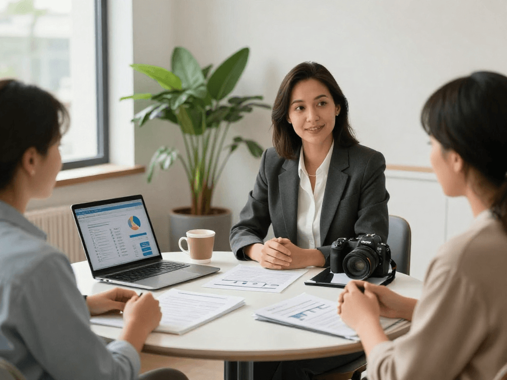 Consultation at credit-consolidation.ca/ office with financial counselor guiding clients through debt solutions, fostering a supportive atmosphere.