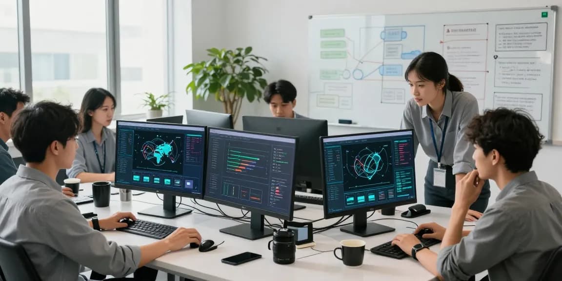 快连专业团队在现代办公环境中协作,加速网络分析实时数据展示。
