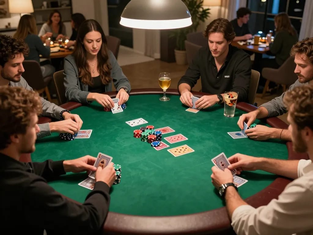Engaged players at a thrilling poker night represent the best online casinos in Canada for strategic gameplay.
