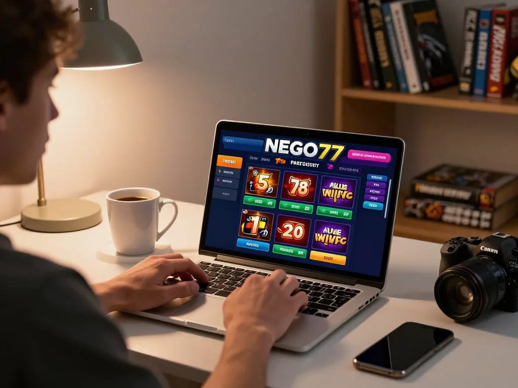 Engaging session on NEGO77 with a player utilizing the link resmi for casino games and strategic options available on screen.