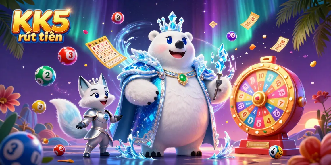 Spin your way to wins with KK5 rút tiền, exploring exciting lottery elements in vibrant 3D design.