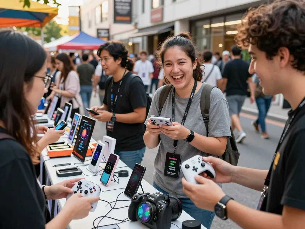 Exciting exploration of cool tech gadgets under $161 in an urban tech fair setting.