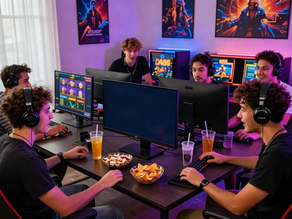 Friends enjoying DA88 slot games together, showcasing a lively gaming atmosphere.