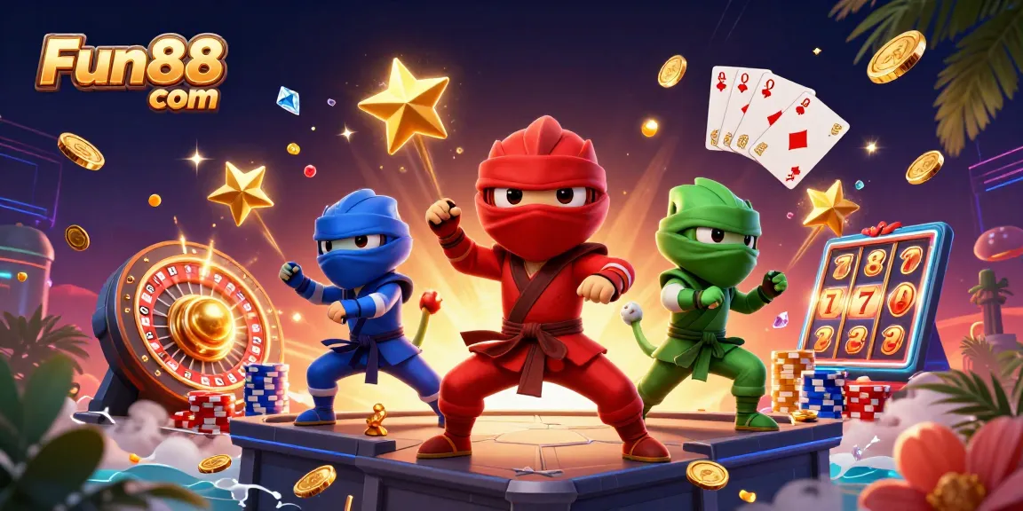 Experience thrilling gameplay with Fun88 com featuring ninja chameleons and vibrant casino elements.