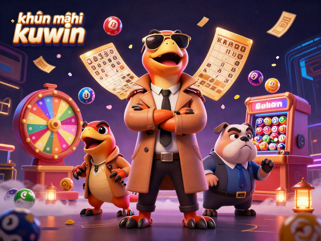 Engage in thrilling promotions at khuyến mãi kuwin amidst raptors in a casino scene filled with lottery and prize elements.
