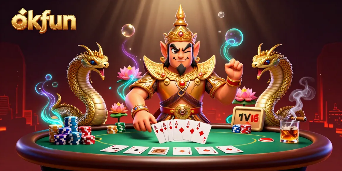 Engage with the exciting atmosphere of okfun's poker scene featuring captivating characters and vibrant gameplay elements.