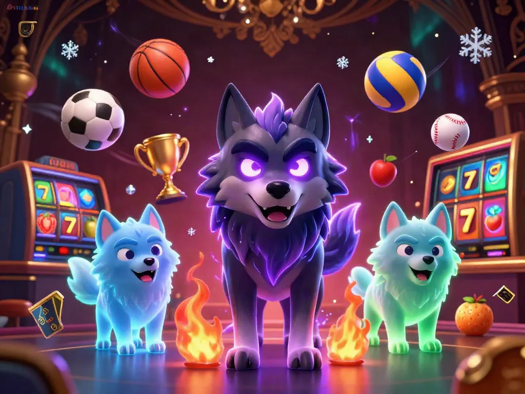 Experience the thrill of mubet gaming with a vibrant casino scene showcasing ghostly wolves and dynamic elements.