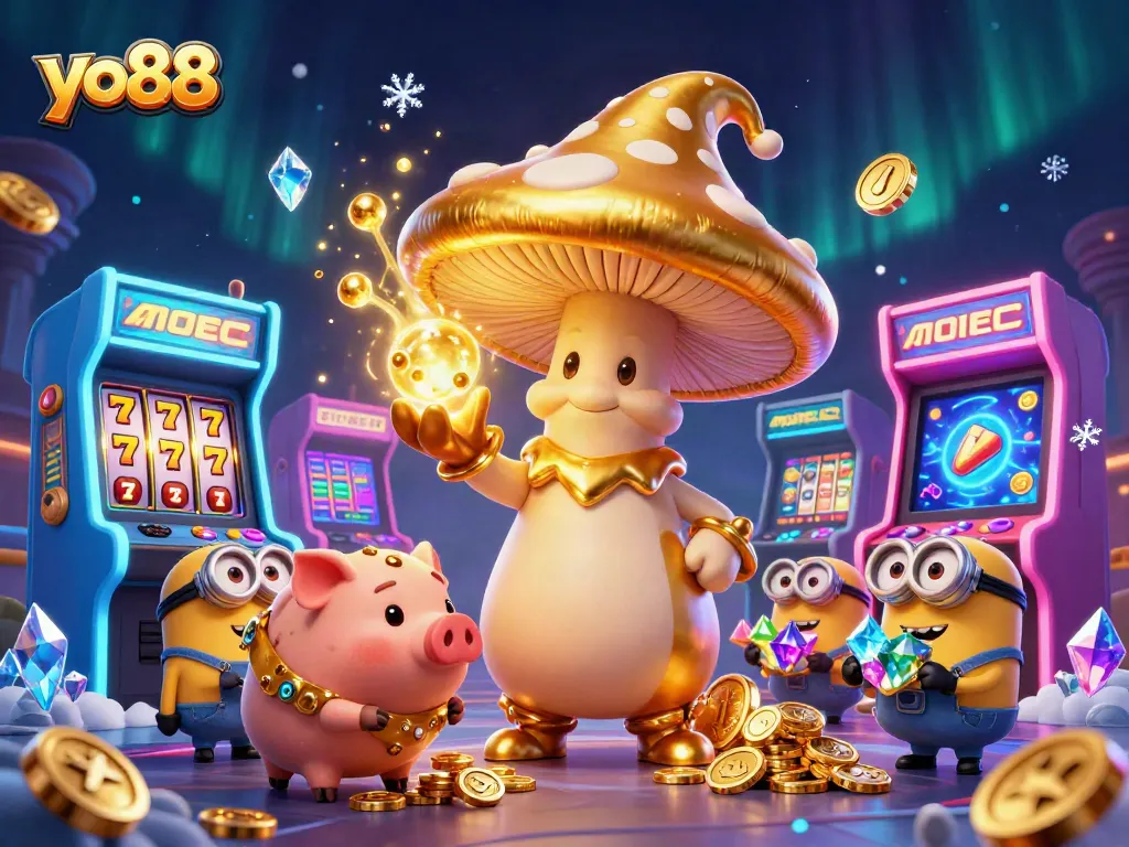 Engage in exciting gameplay at yo88 with a magical golden mushroom wizard and treasures.