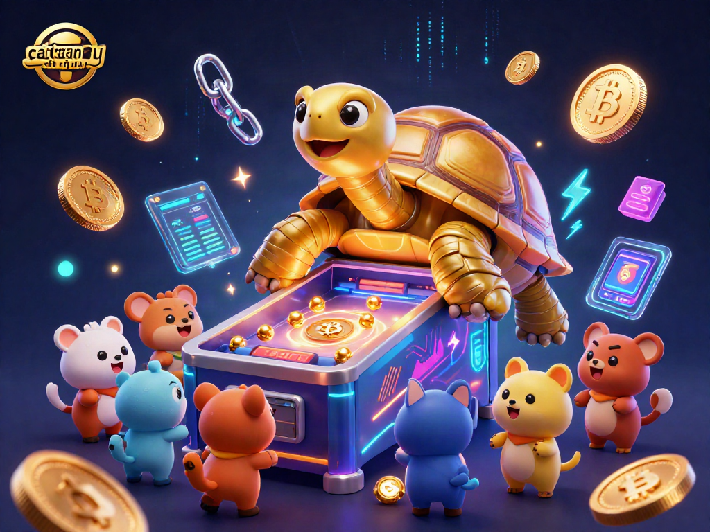 Các trang cá cược uy tín với rùa vàng khổng lồ và các yếu tố casino đầy màu sắc.