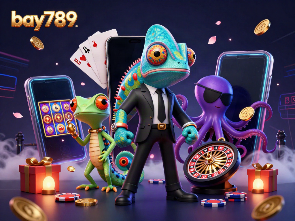 Engage with bay789 and spin vibrant slot games with dynamic elements in a captivating casino scene.