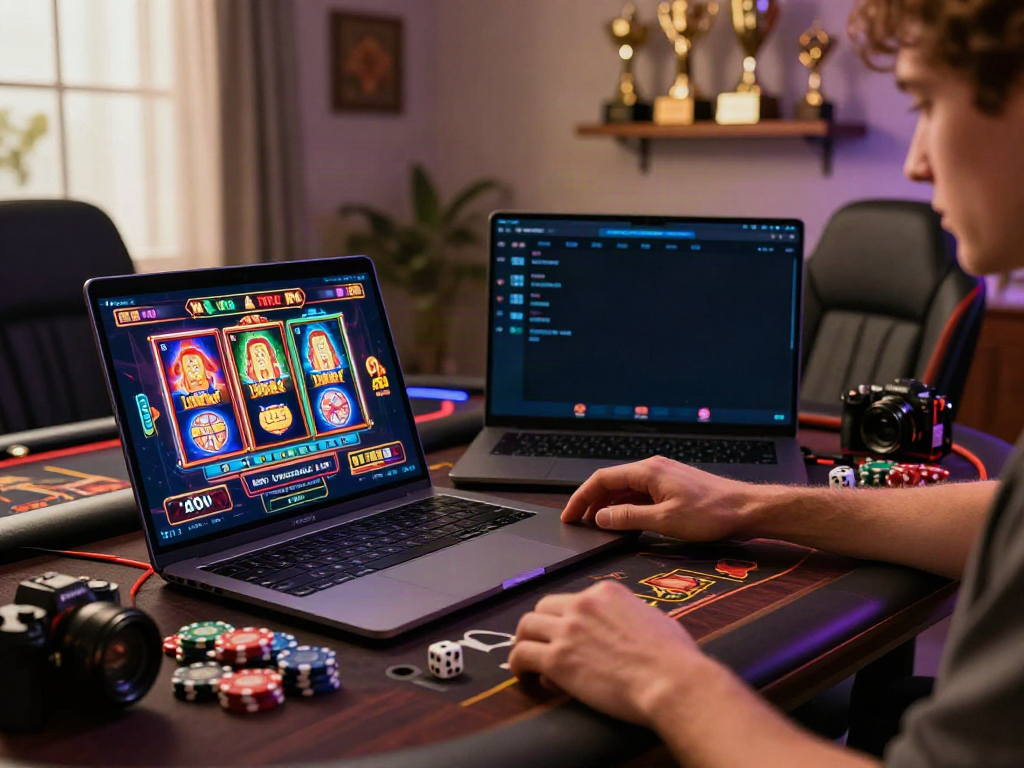 Player enjoying sv88 online gaming experience in a cozy room with vibrant game visuals.