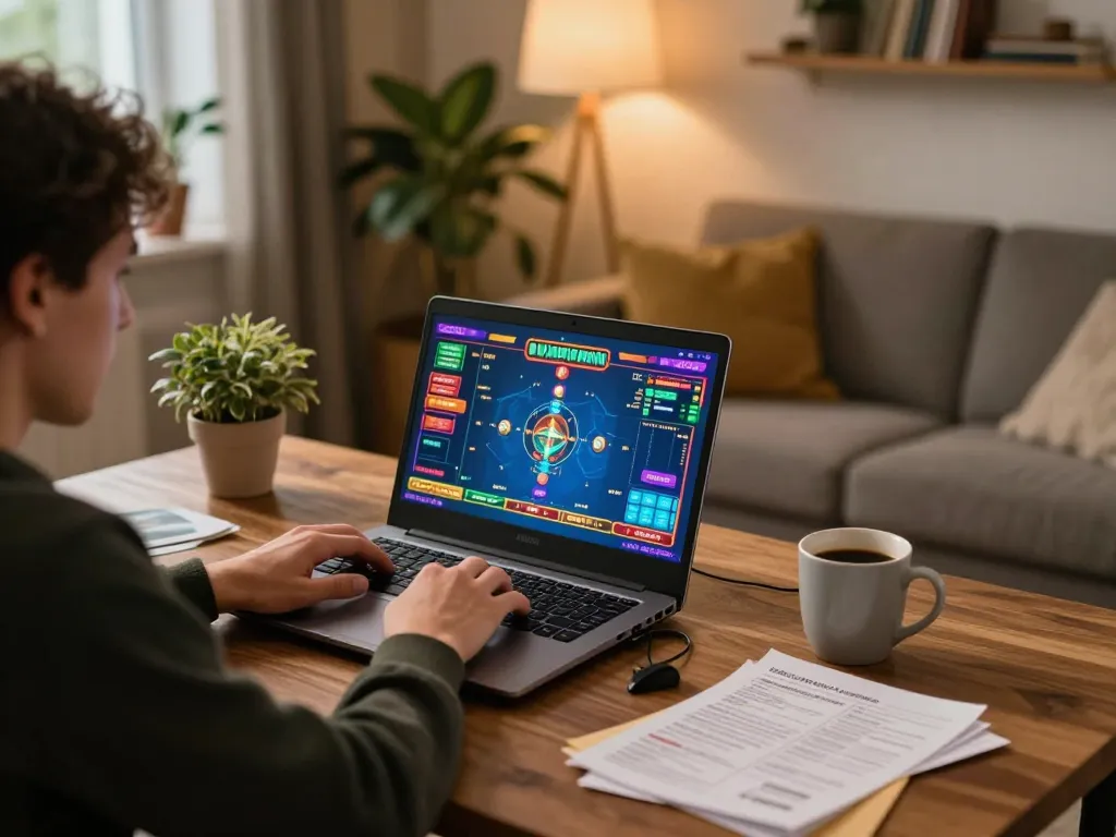 Player accessing live dealer games on 88clbgo from a cozy home setup with strategy notes and coffee.
