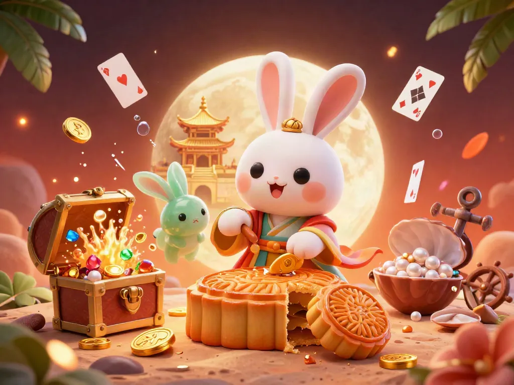 Engage with the vibrant introduction of Go88, featuring a moon rabbit revealing poker chips amidst a rich casino theme.
