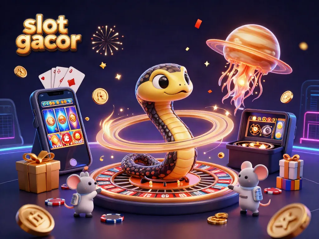 Experience slot gacor gameplay with a snake-themed roulette wheel and astronaut players in a cosmic setting.