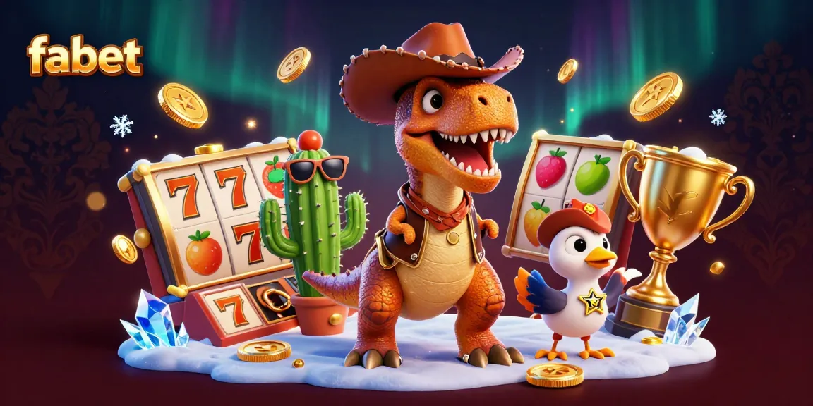 Engage in thrilling slot games at fabet while enjoying a vibrant 3D casino scene with characters and dynamic elements.