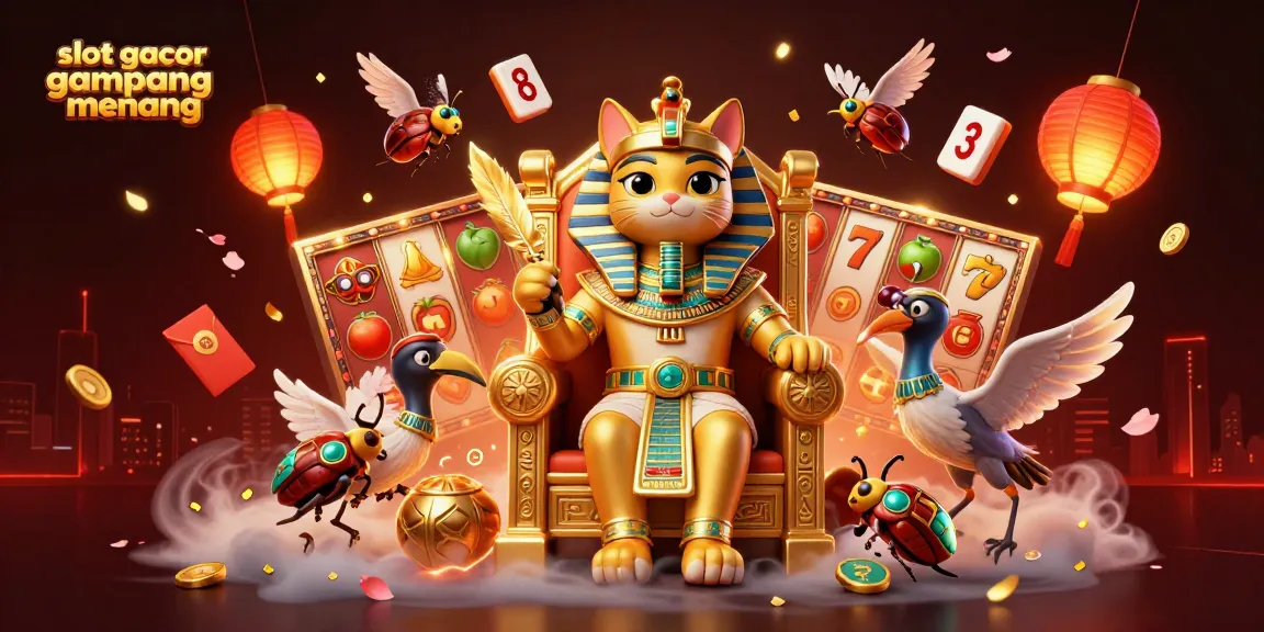 Experience slot gacor gampang menang with a vibrant 3D Egyptian casino-themed scene featuring lucky symbols.