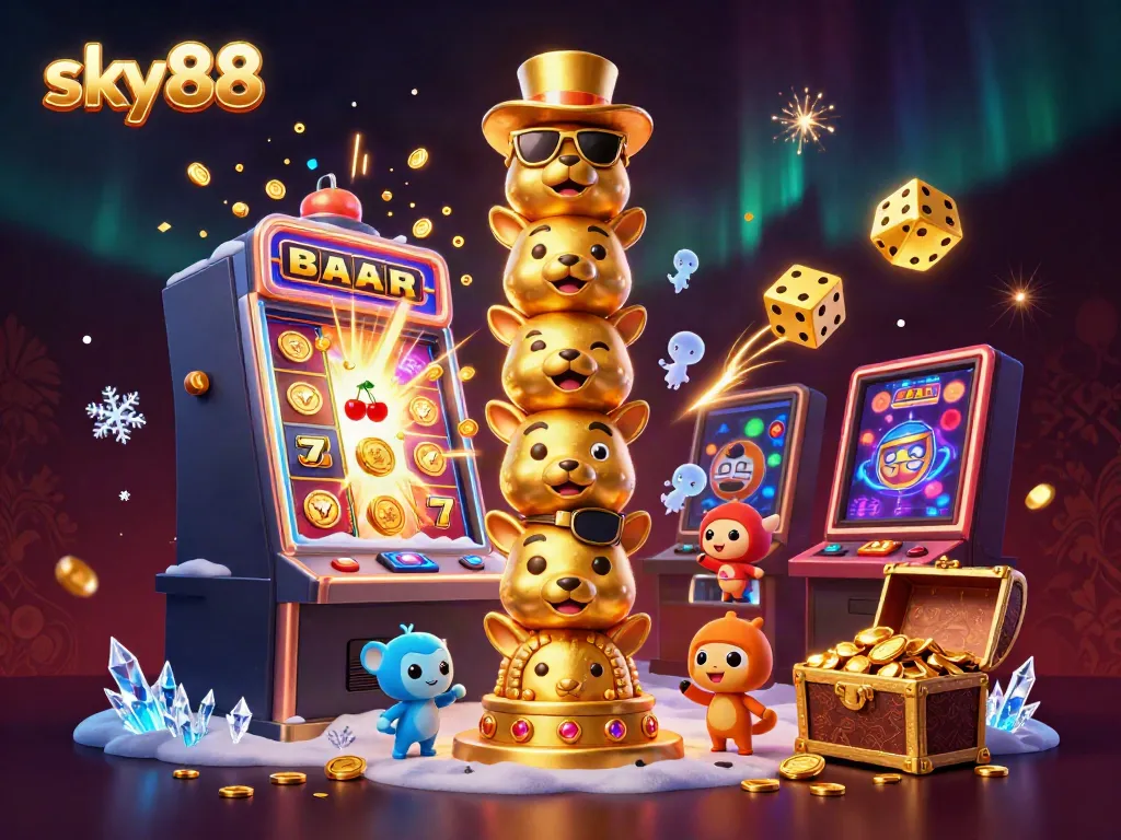 Experience the thrilling world of sky88 casino with vibrant slot games and animated characters.