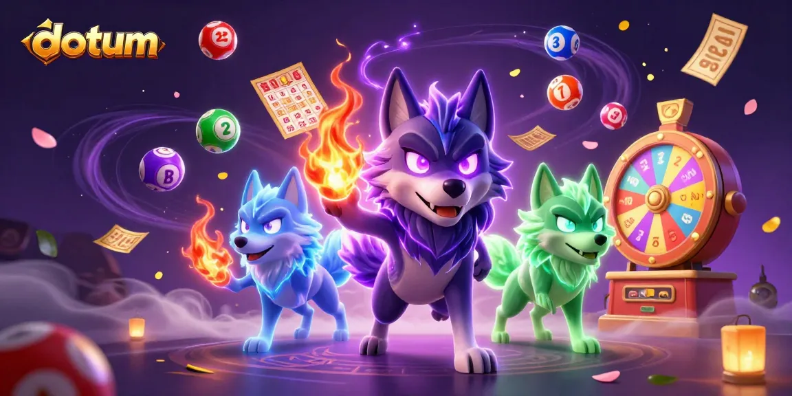 Engage in thrilling gameplay with datum, featuring dynamic colorful lottery elements and ghostly wolf characters.