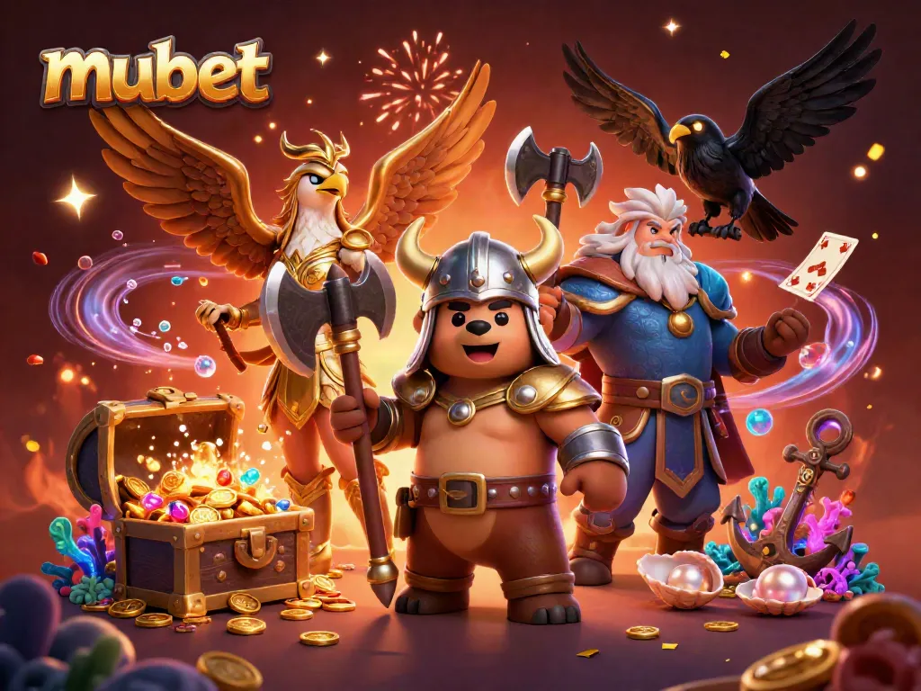 Experience thrilling wins at mubet with dynamic 3D Viking and casino-themed elements.