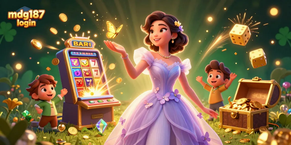 Experience the excitement of mdg187 login with a vibrant casino-themed illustration showcasing winning elements.
