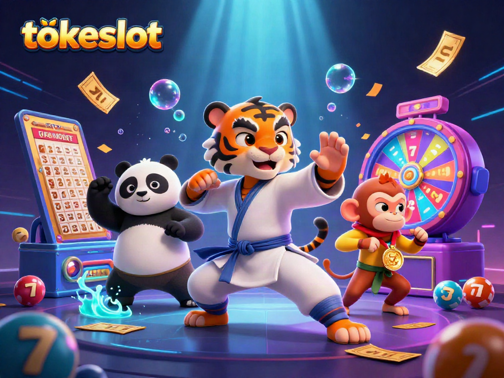 Tokeslot menghadirkan pengalaman slot online dengan karakter unik dalam ilustrasi ceria dan menarik.