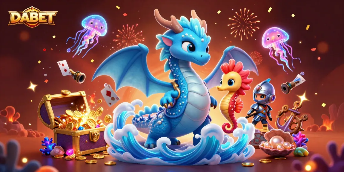 DABET captures excitement with a dynamic underwater casino scene featuring vibrant creatures and treasures.