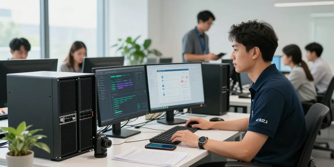 Proactive IT helpdesk services London with technician in modern office setting