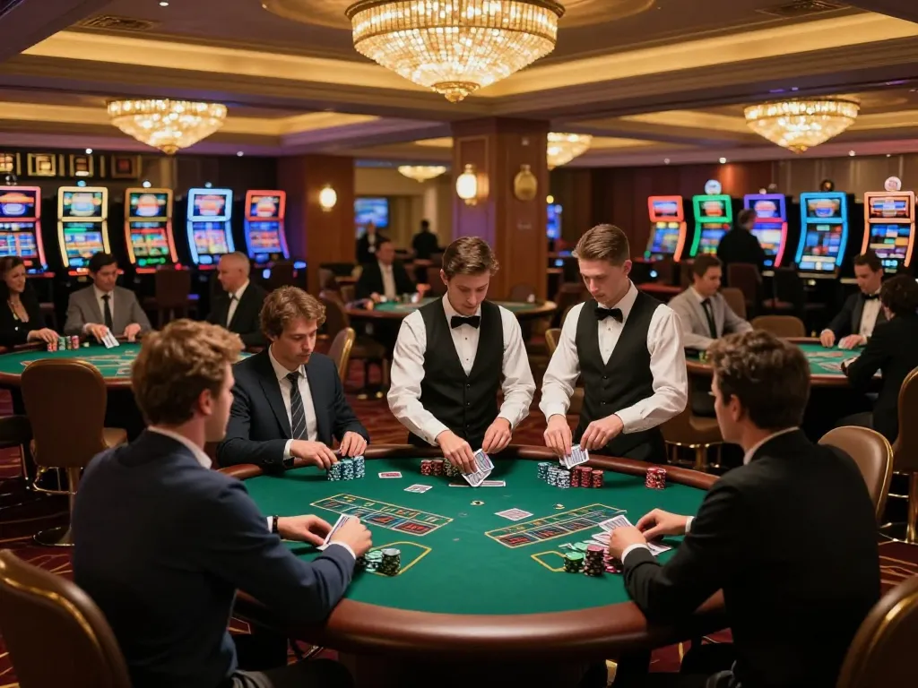 Action-packed blackjack scene highlighting the nhacaiuytinn experience with players engaged and cards in play