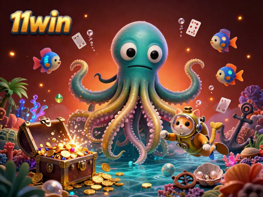 Win big at 11win with the colossal kraken in a treasure-filled ocean and fun playing cards.