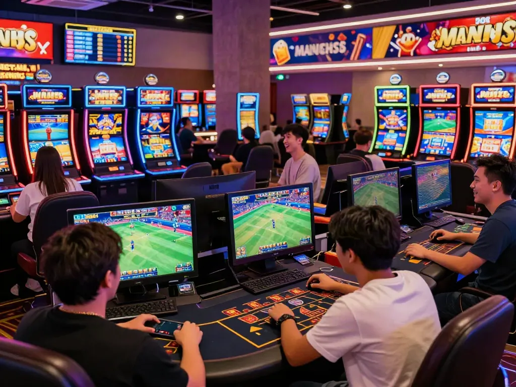 Diverse players engaged in games at man88, showcasing the excitement of online casino gaming.