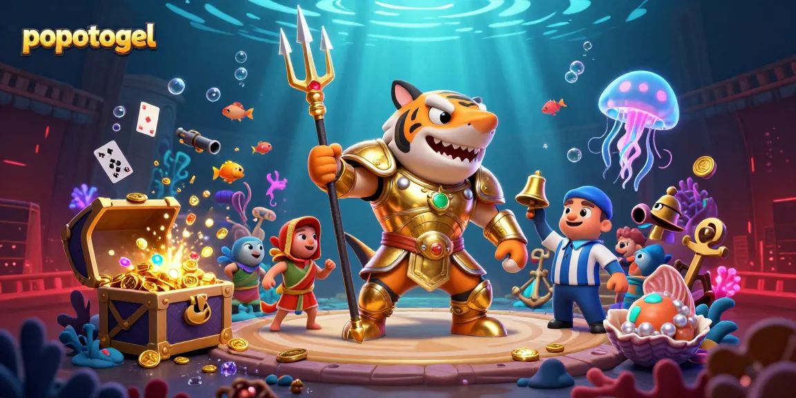 Experience excitement with popotogel as the tiger shark battles for wins amidst bursting treasures.