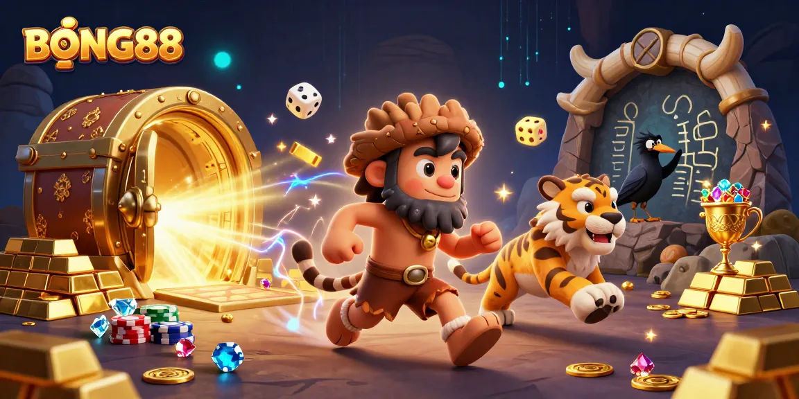 BONG88 engages players with vibrant casino excitement in a prehistoric setting full of treasures.
