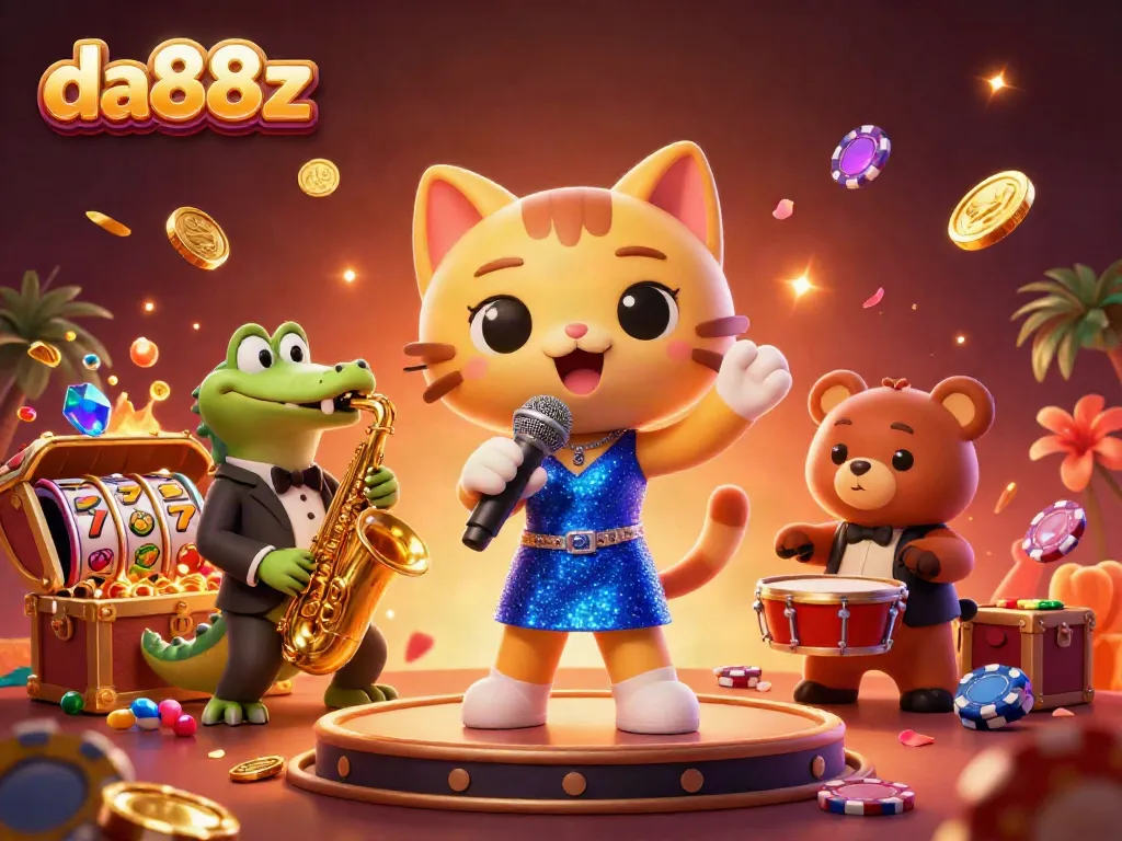 Join the fun at da88z with a lively 3D casino celebration featuring vibrant characters and thrilling casino games.