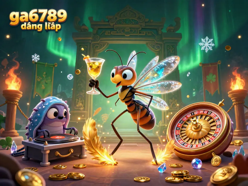 Experience the thrill of ga6789 đăng nhập with a lively 3D casino scene filled with dynamic characters and gambling elements.