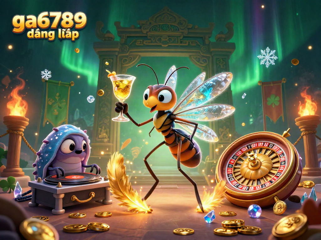 Experience the thrill of ga6789 đăng nhập with a lively 3D casino scene filled with dynamic characters and gambling elements.