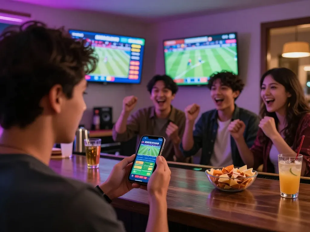 Engaging sports betting action at home with ty le keo nha cai 5 displayed on screens.
