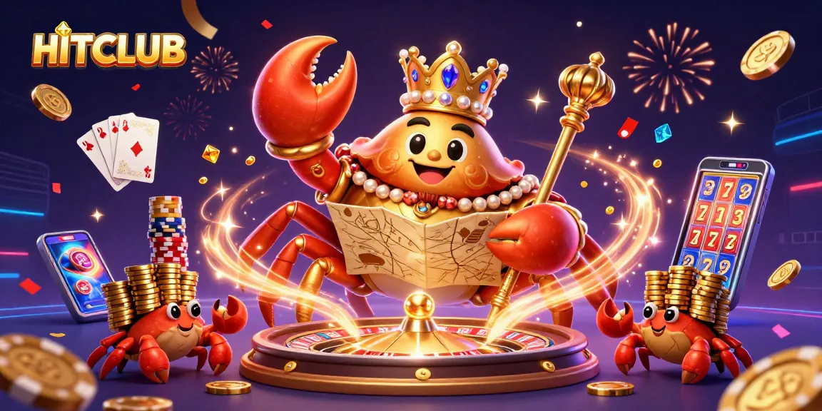 Engage in dynamic gaming at HITCLUB with vibrant golden crab empire and exciting casino elements.