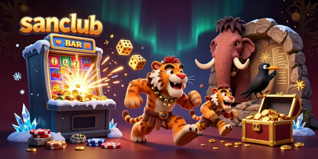 Experience the thrill of sanclub with a vibrant 3D casino scene featuring unique characters and exciting gaming elements.