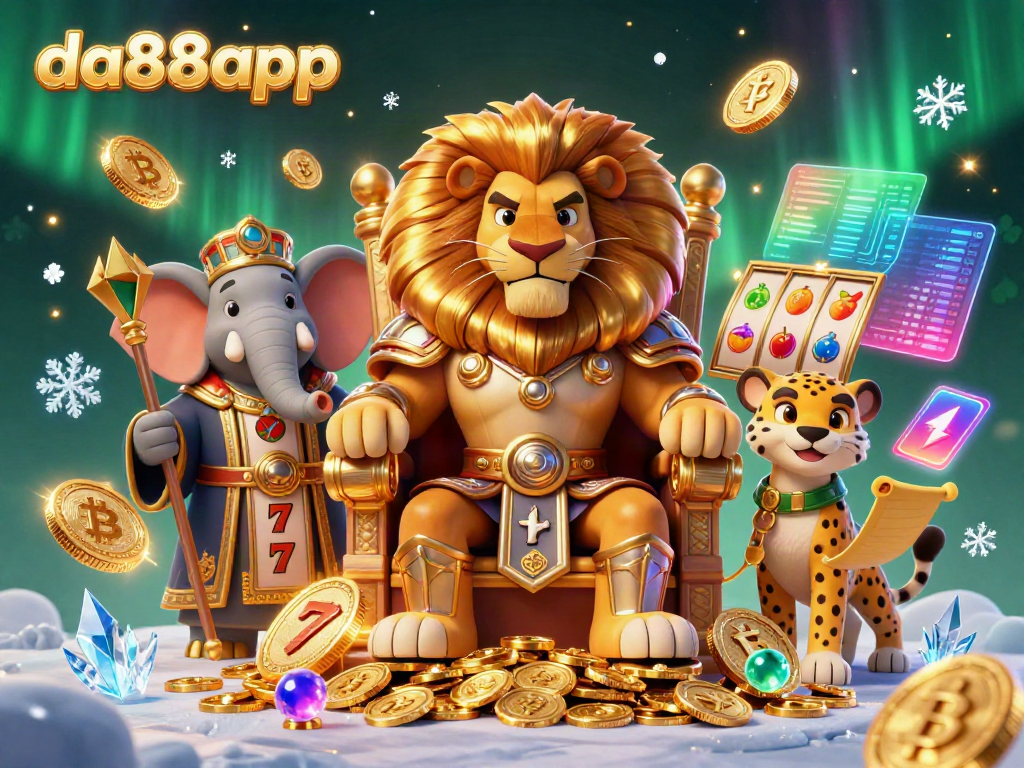 Experience thrilling gaming at da88app with the king and his advisors in a vibrant 3D casino scene.