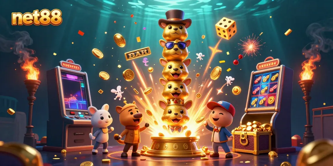 Experience excitement at net88 with a dynamic golden totem and colorful jackpot scene.
