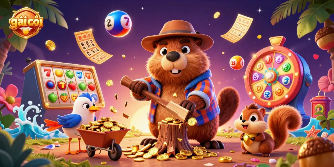 Engage with the lively casino scene as gái gọi brings fortune with golden coins raining from a chopping tree.