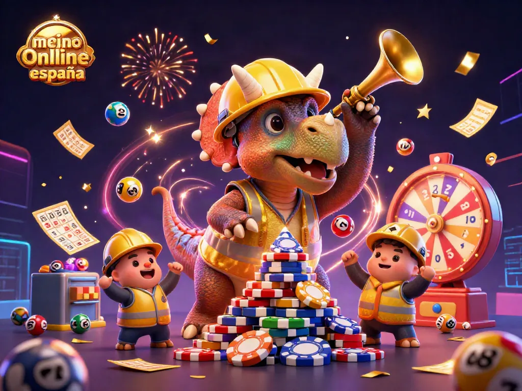 Disfruta del mejor casino online España con una escena festiva de triceratops y póker.