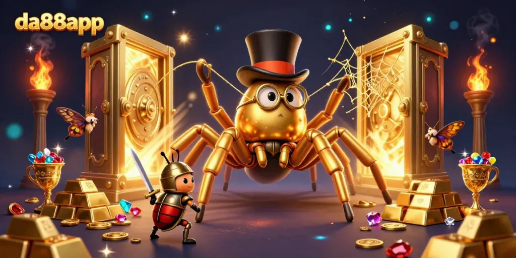 Engage with exciting gameplay at da88app with a vibrant 3D casino scene filled with treasures.