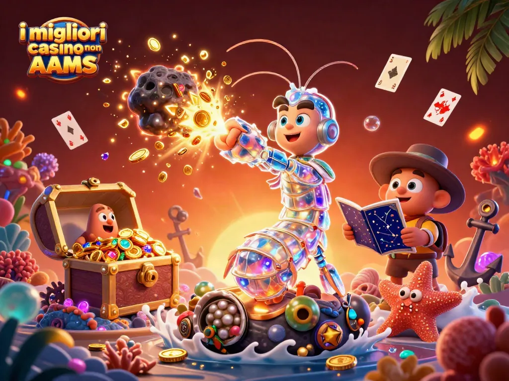 I migliori casino non AAMS offrono avventure esclusive e ricchi premi in un'illustrazione di casinò da sogno.