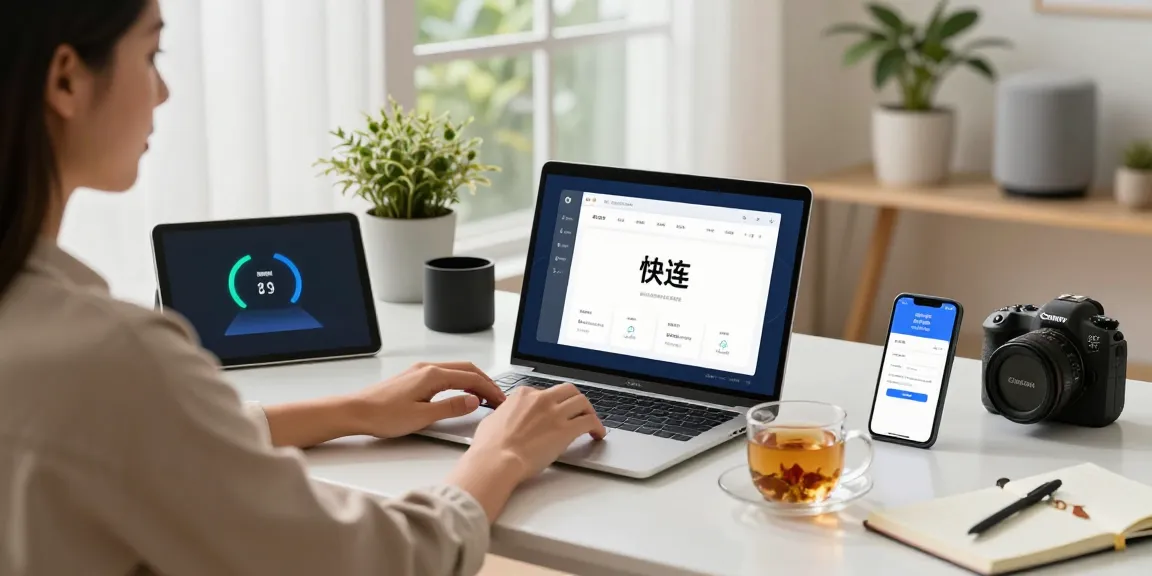 使用快连网络优化软件的用户在现代家办环境中,展示跨平台支持和便捷体验。